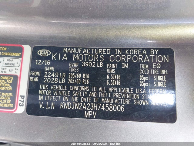 KIA Soul 2017 KNDJN2A23H7458006 Image 9