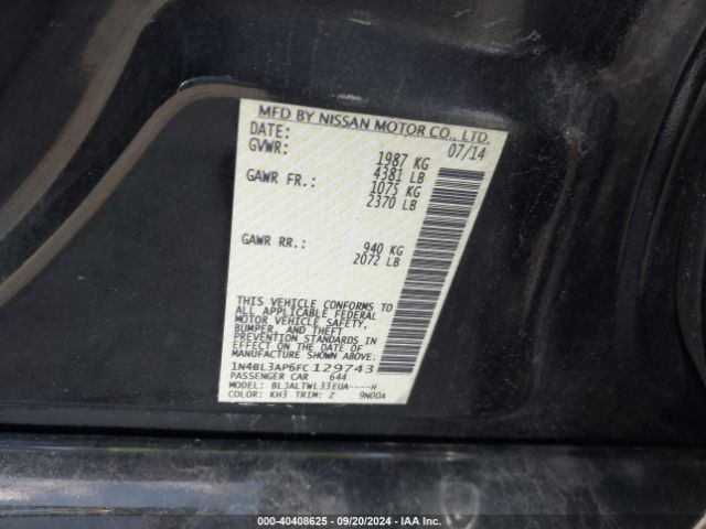 1N4BL3AP6FC129743 Nissan Altima 3.5 Sl