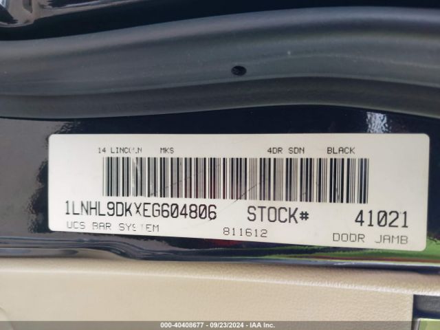 1LNHL9DKXEG604806 Lincoln MKS