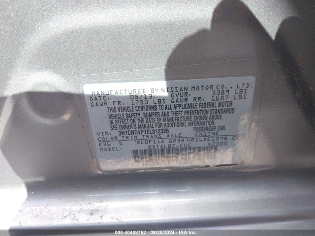 Nissan Versa 1.6 Sv 2014 3N1CN7AP1EL812326 Image 9