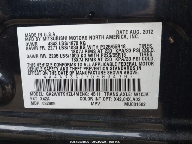 2013 MITSUBISHI OUTLANDER SPORT 4A4AR3AU7DE004397 Photo 8