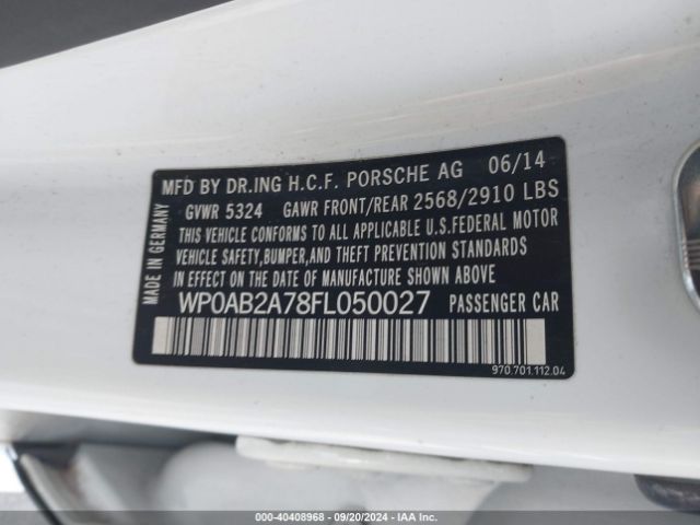 WP0AB2A78FL050027 Porsche PANAMERA S