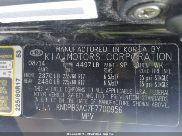 KNDPB3AC7F7700956 KIA Sportage Lx