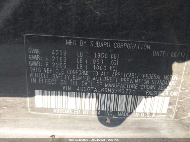 4S3GTAB66H3743771 Subaru Impreza 2.0i Premium