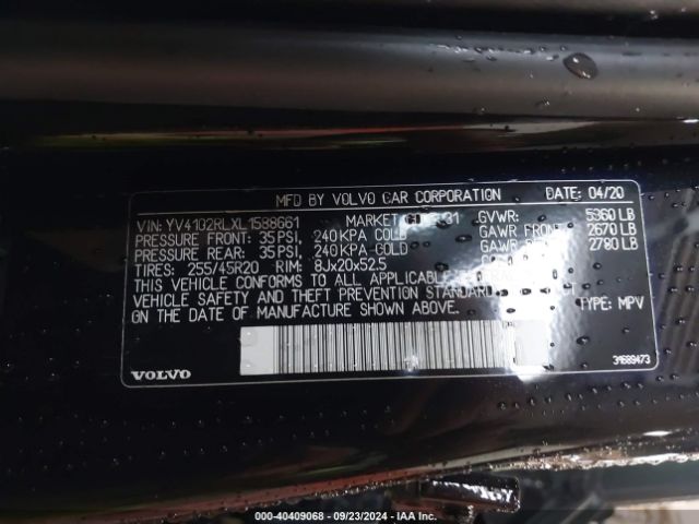 YV4102RLXL1588661 Volvo Xc60 T5 Inscription