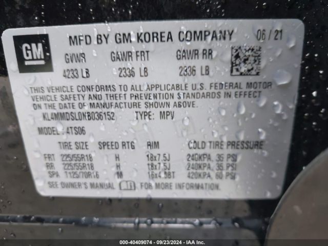 KL4MMDSL0NB036152 Buick Encore Gx Fwd Select