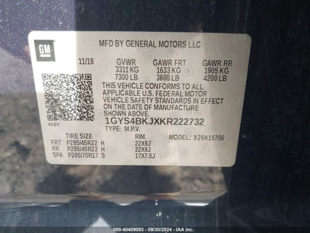 1GYS4BKJXKR222732 Cadillac Escalade Luxury