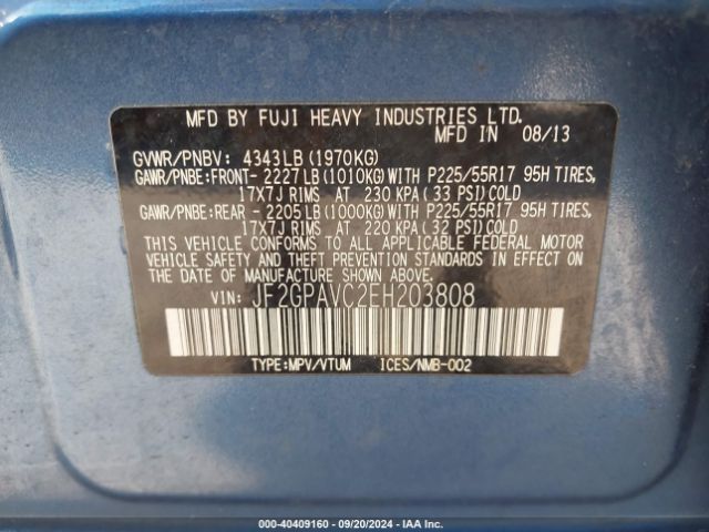 JF2GPAVC2EH203808 Subaru Xv Crosstrek 2.0i Premium