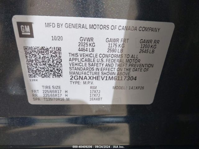 2GNAXHEV1M6117304 Chevrolet Equinox Fwd Ls