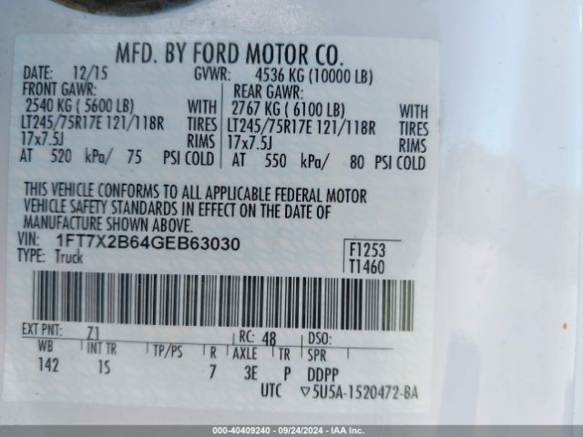 1FT7X2B64GEB63030 Ford Super Duty F-250 Srw Xl