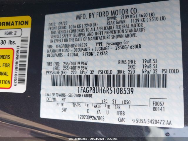 2024 FORD MUSTANG 1FAGP8UH6R5108539 Photo 8
