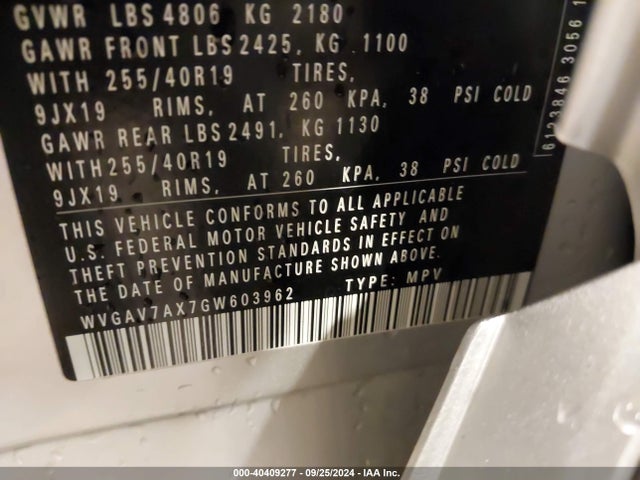 WVGAV7AX7GW603962 Volkswagen Tiguan R-line