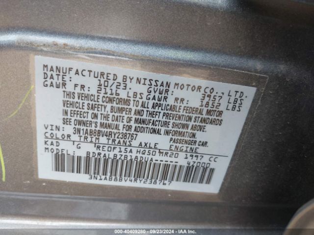 3N1AB8BV4RY238767 Nissan Sentra S Xtronic Cvt