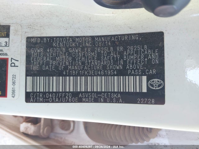 Toyota CAMRY SE 2014 4T1BF1FK3EU461954 Image 9