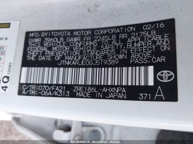JTNKARJE0GJ519389 Scion IM
