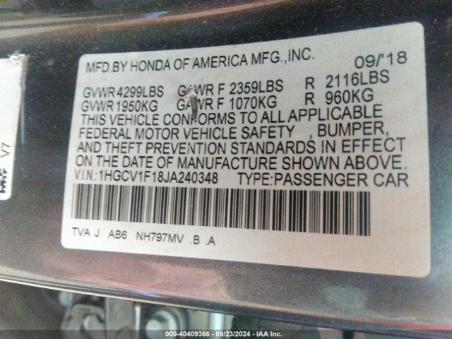 1HGCV1F18JA240348 Honda ACCORD LX