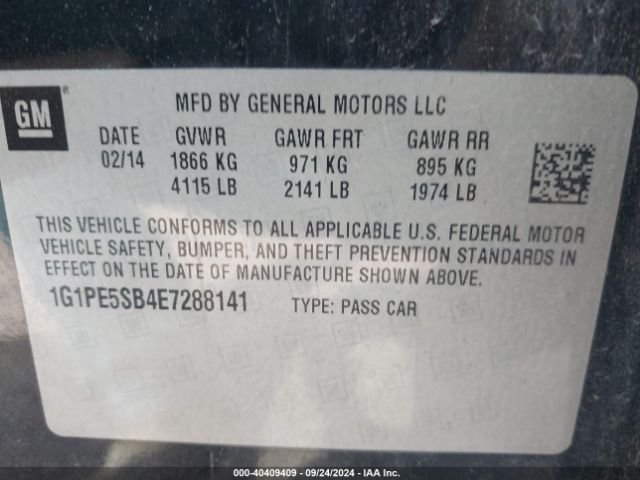 1G1PE5SB4E7288141 Chevrolet Cruze 2lt Auto