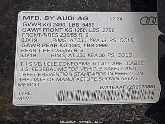WA1EAAFY2R2070861 Audi Q5 Premium Plus 45 Tfsi S Line Quattro