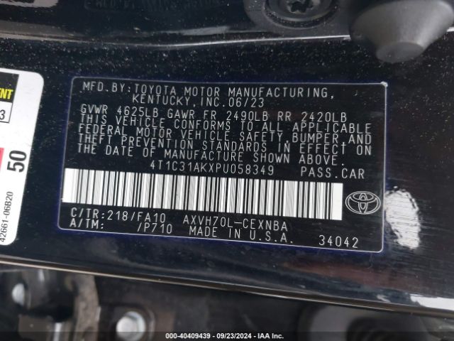 4T1C31AKXPU058349 Toyota Camry Le Hybrid