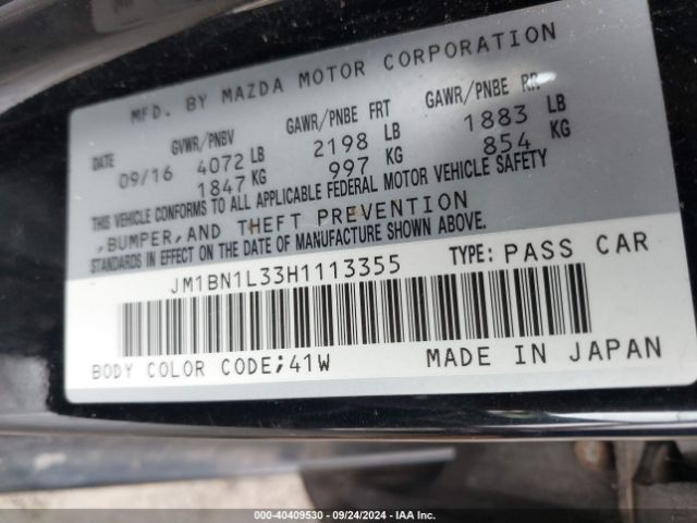 JM1BN1L33H1113355 Mazda Mazda3 Touring 2.5