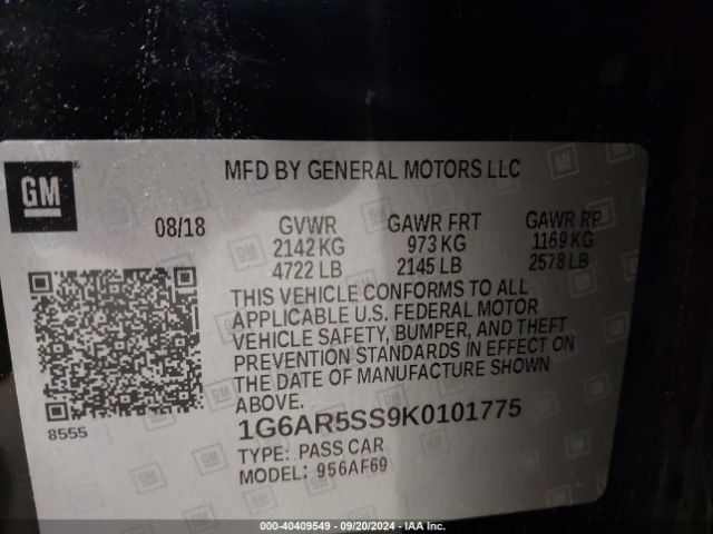 1G6AR5SS9K0101775 Cadillac CTS LUXURY