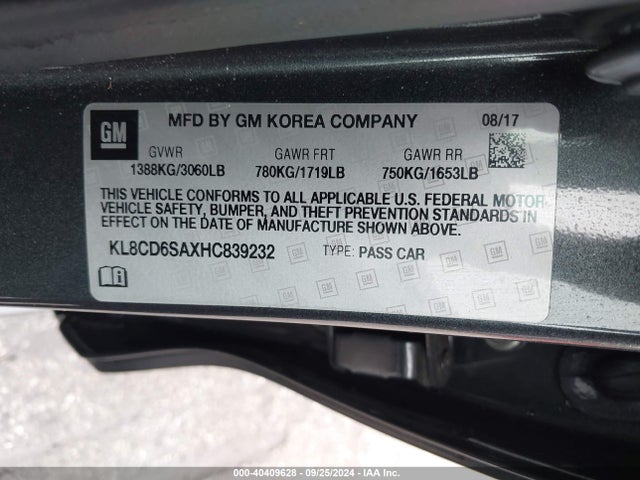 Chevrolet Spark 1lt Cvt 2017 KL8CD6SAXHC839232 Image 9