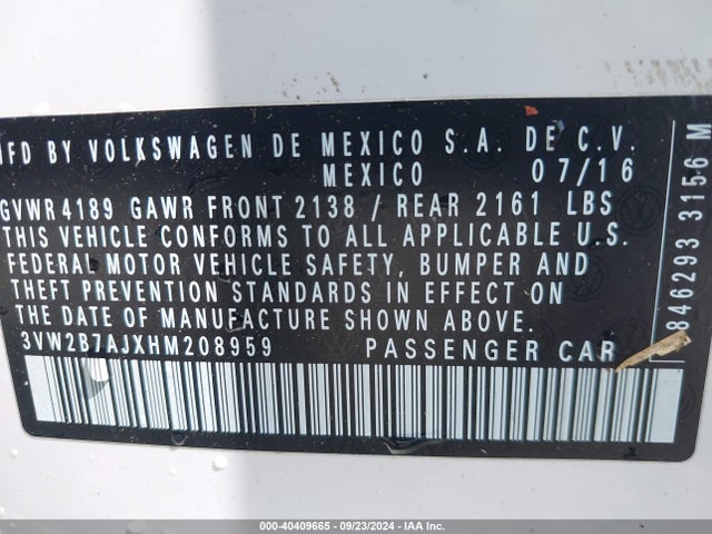 Volkswagen Jetta 1.4t S 2017 3VW2B7AJXHM208959 Image 9
