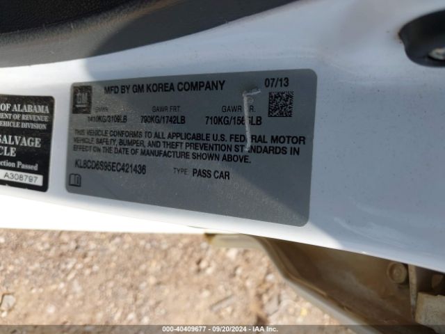 KL8CD6S95EC421436 Chevrolet Spark 1lt Auto