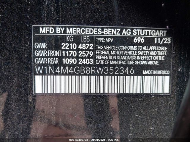 W1N4M4GB8RW352346 Mercedes-Benz GLB 250