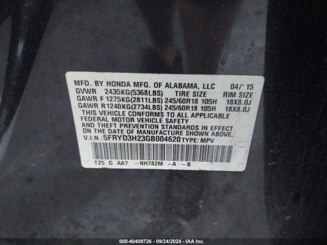 5FRYD3H23GB004620 Acura Mdx Acurawatch Plus Package