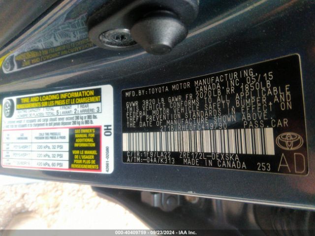2T1BURHE0FC419790 Toyota Corolla S Premium
