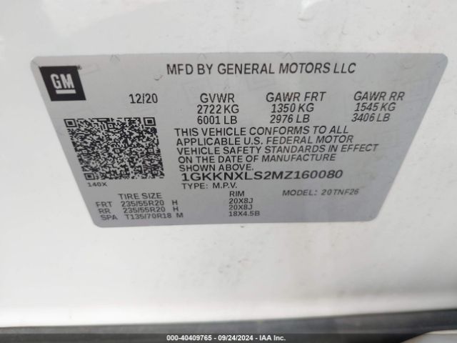 1GKKNXLS2MZ160080 GMC Acadia Awd Denali