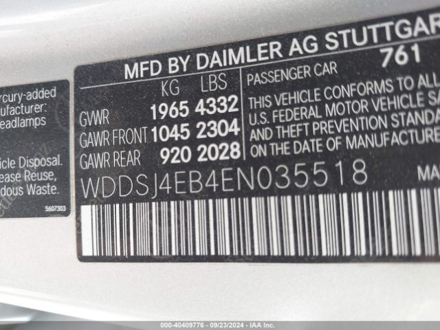 WDDSJ4EB4EN035518 Mercedes-Benz CLA 250