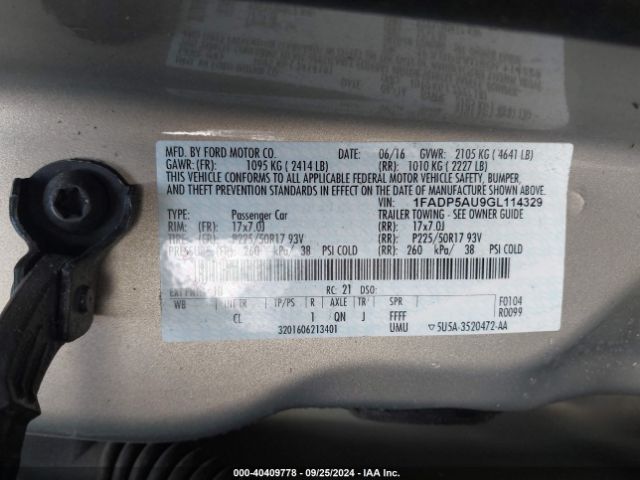 1FADP5AU9GL114329 Ford C-max Hybrid Se