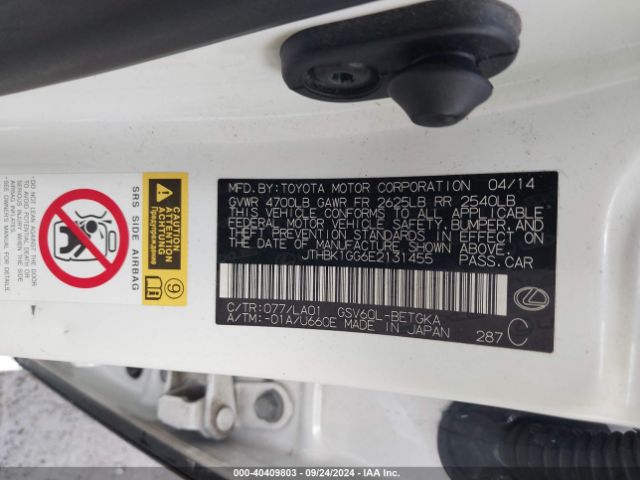 JTHBK1GG6E2131455 Lexus ES 350