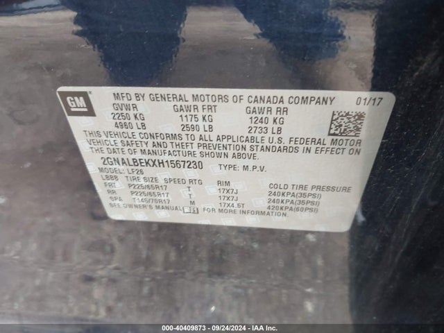 Chevrolet EQUINOX LS 2017 2GNALBEKXH1567230 Image 9