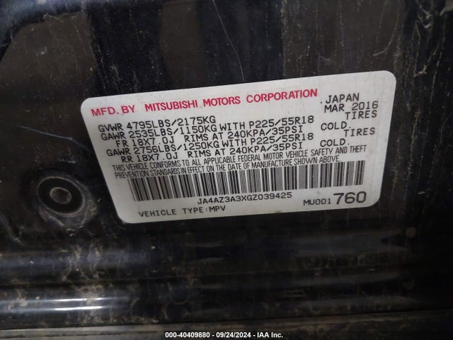JA4AZ3A3XGZ039425 Mitsubishi Outlander Es