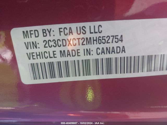 2C3CDXCT2MH652754 Dodge Charger R/t Rwd