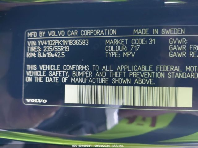 YV4102PK1N1836583 Volvo Xc90 T5 Momentum 7 Passenger