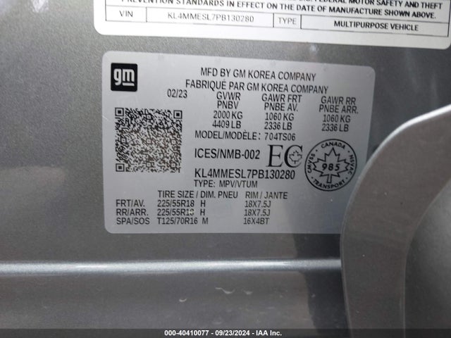 KL4MMESL7PB130280 Buick Encore Gx Select Awd