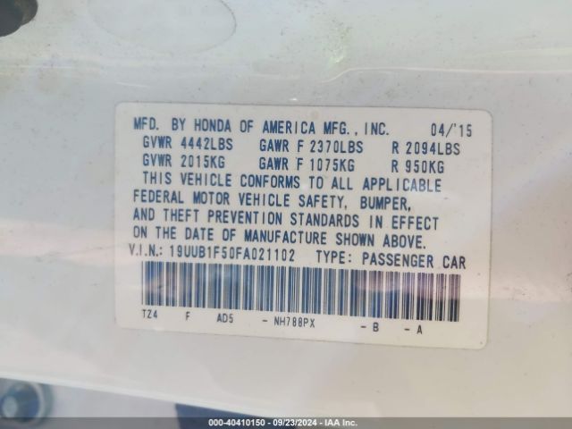 19UUB1F50FA021102 Acura TLX TECH