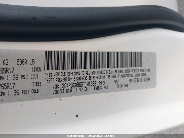Dodge JOURNEY SE 2016 3C4PDCAB6GT101366 Image 9