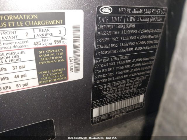 SALWR2FE1HA177167 Land Rover Range Rover Sport 5.0l V8 Supercharged/5.0l V8 Supercharged Dynamic