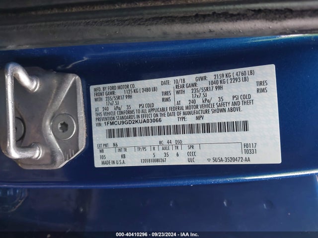 Ford ESCAPE SE 2019 1FMCU9GD2KUA03066 Image 9