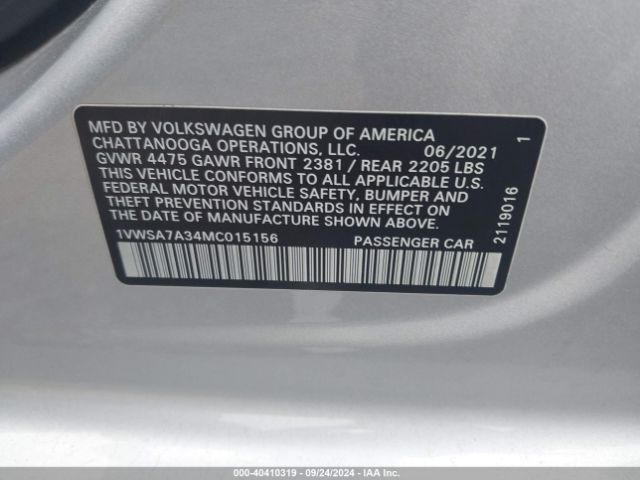 1VWSA7A34MC015156 Volkswagen Passat 2.0t Se