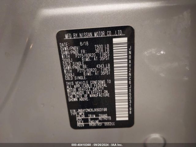 JN8AY2NC6JX503198 Nissan Armada Sl