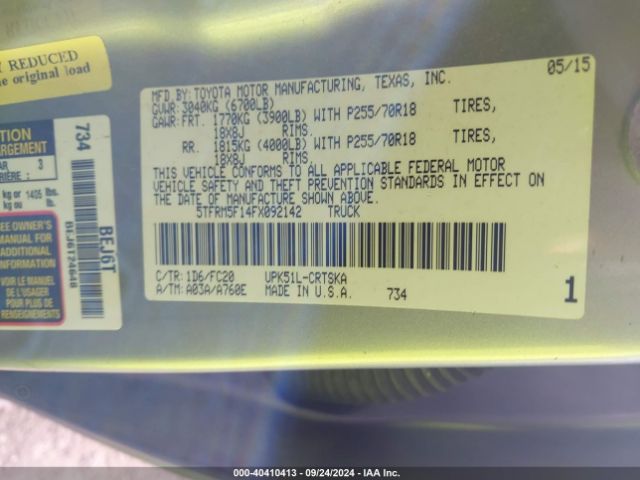 5TFRM5F14FX092142 Toyota Tundra Sr5 4.6l V8