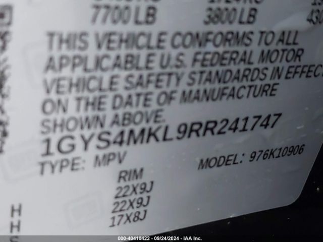 1GYS4MKL9RR241747 Cadillac Escalade Esv 4wd Premium Luxury Platinum