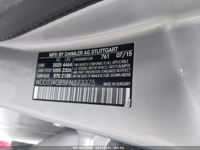 WDDSJ4GB5FN273375 Mercedes-Benz CLA 250 4MATIC