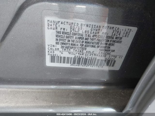 3N1AB7AP2FY277978 Nissan SENTRA S